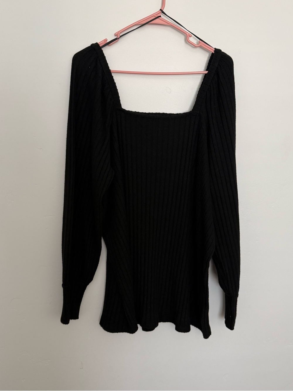 Black Square Neck Ribbed Women’s Sweater